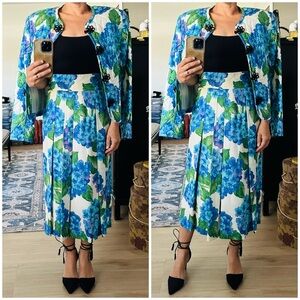 Vintage Herman Geist Hydrangea Quilted Jacket & Skirt Set